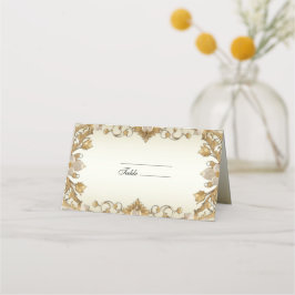 Witte bloemen Decoratieve gouden Place Card Plaatskaartje