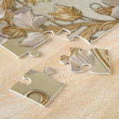 Witte bloemen Decoratieve gouden puzzel Legpuzzel (Zijkant)
