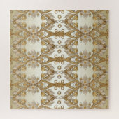 Witte bloemen Decoratieve gouden puzzel Legpuzzel (Horizontaal)