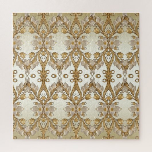Witte bloemen Decoratieve gouden puzzel Legpuzzel (Verticaal)