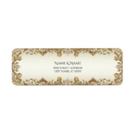 Witte bloemen decoratieve gouden retouradreslabel etiket