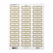 Witte bloemen decoratieve gouden retouradreslabel etiket (Full Sheet)