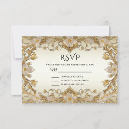 Witte bloemen decoratieve gouden RSVP-kaart RSVP Kaartje