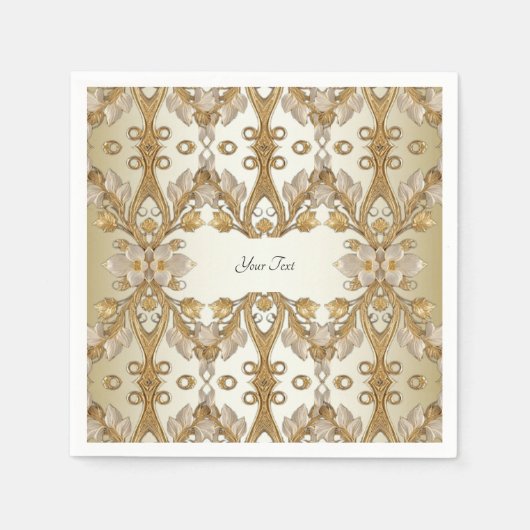 Witte bloemen Decoratieve gouden servetten (Voorkant)
