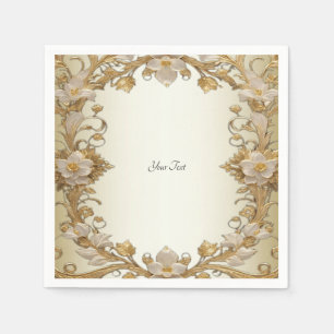 Witte bloemen Decoratieve gouden servetten