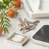 Witte bloemen decoratieve gouden Sleutelhanger (Zijkant)