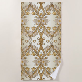 Witte Bloemen Decoratieve Gouden Strandlaken