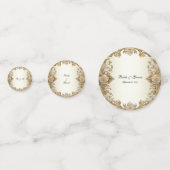 Witte Bloemen Decoratieve Gouden Tafel Confetti (Voorkanten)