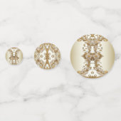 Witte Bloemen Decoratieve Gouden Tafel Confetti (Achterkanten)