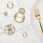 Witte Bloemen Decoratieve Gouden Tafel Confetti (Groep)