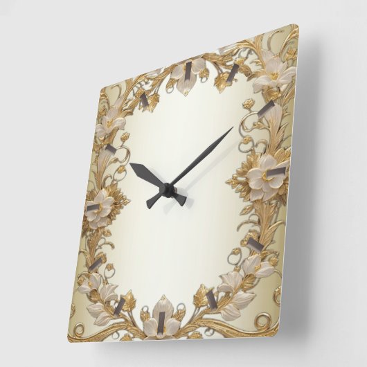 Witte bloemen decoratieve gouden wandklok (Hoek)