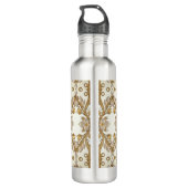 Witte bloemen decoratieve gouden waterfles waterfles  (Achterkant)