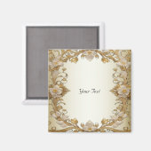 Witte bloemen decoratieve goudmagneet magneet (Voorkant / Achterkant)