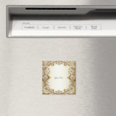 Witte bloemen decoratieve goudmagneet magneet (Insitu (Vaatwasser))