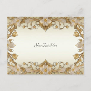 Witte Bloemen Decorative Gouden Ansichtkaart Briefkaart