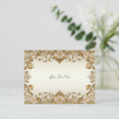 Witte Bloemen Decorative Gouden Ansichtkaart Briefkaart (Staand voorkant)