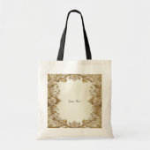 Witte Bloemen Decorative Gouden Boodschappentas Tote Bag (Voorkant)