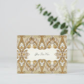 Witte Bloemen Decorative Gouden Briefkaart (Staand voorkant)