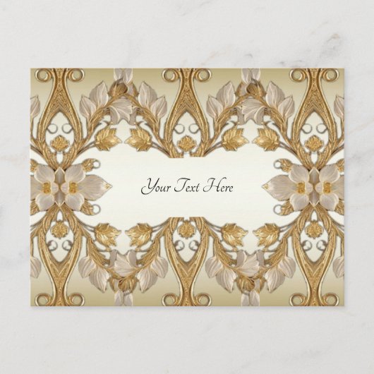Witte Bloemen Decorative Gouden Briefkaart (Voorkant)