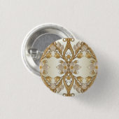 Witte Bloemen Decorative Gouden Knoop Ronde Button 3,2 Cm (Voorkant /achterkant)