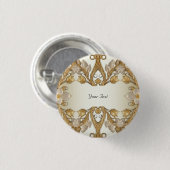 Witte Bloemen Decorative Gouden Knoop Ronde Button 3,2 Cm (Voorkant /achterkant)