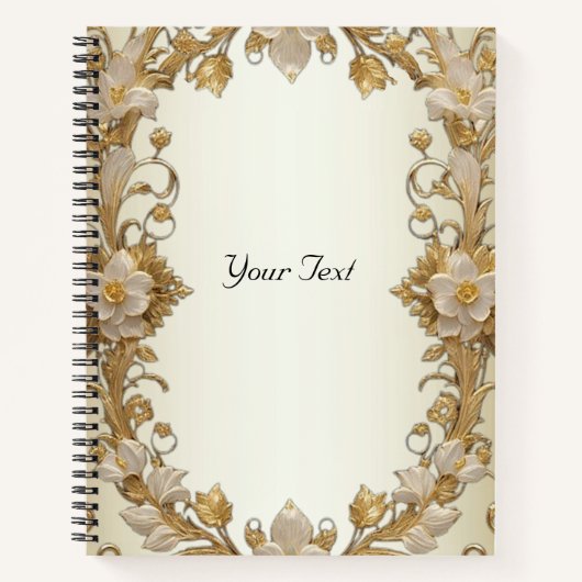 Witte Bloemen Decorative Gouden Notitieboek (Voorkant)