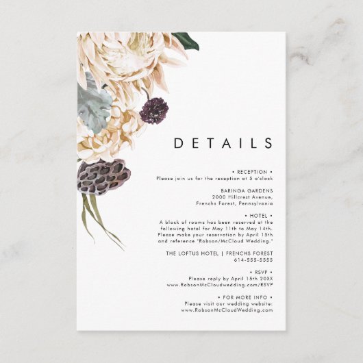 Witte Bloemen Details Behuizing Kaart (Voorkant)