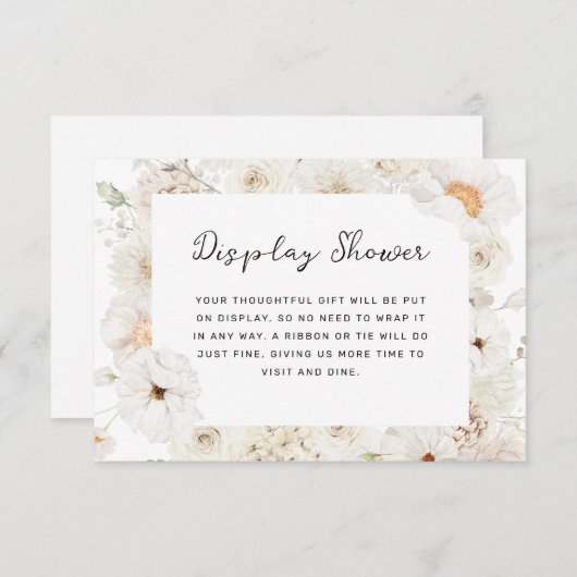 Witte bloemen display douche informatiekaartje (Voorkant / Achterkant)