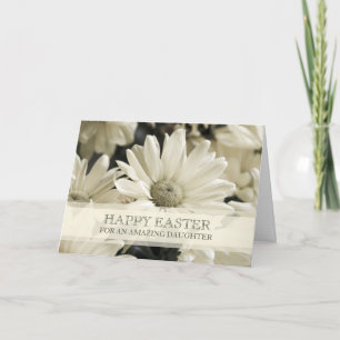 Witte bloemen dochter blij Pasen Feestdagen Kaart