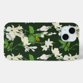 Witte bloemen donkergroene achterkant iPhone / iPa Case-Mate iPhone Case (Achterkant (horizontaal))