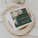 Witte Bloemen | Donkergroene bruiloft servetten<br><div class="desc">We hebben deze White Floral ontworpen | Donkergroene trouwservetten om uw rustieke donkere tropische bruiloft te voltooien. Met zijn bohemien waterverf groen tot zijn moderne boho winterbloemen, waaronder protea, dahlia en gedroogde lotus, het ontwerp is zeker om uw humeurige, minimalistische groen en wit thema te laten beginnen. Wijzig de tekst...</div>