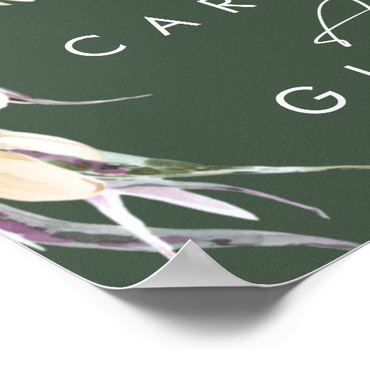 Witte bloemen | Donkergroene kaarten en geschenken Poster (Hoek)