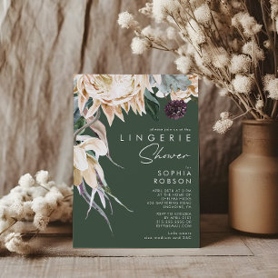 Witte Bloemen   Donkergroene lingeriedouche Kaart