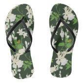 Witte bloemen donkergroene rug teenslippers (Voetbed)