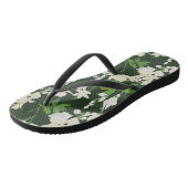 Witte bloemen donkergroene rug teenslippers (Schuin)