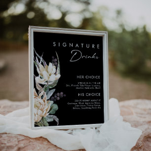 Witte Bloemen   Donkergroene Signature Dranken Bor Poster