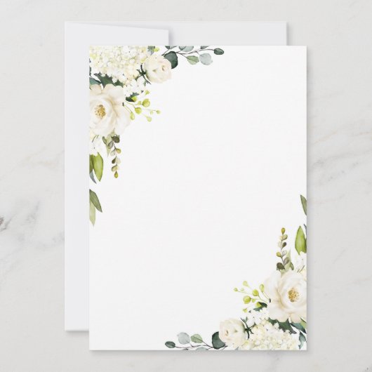 Witte Bloemen Doop doopgoud Lijst Kaart (Achterkant)