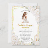 Witte Bloemen Doop Doopsel Bidden Meisje Kaart (Voorkant)