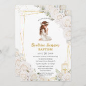 Witte Bloemen Doop Doopsel Bidden Meisje Kaart (Voorkant / Achterkant)