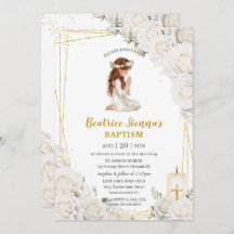 Witte Bloemen Doop Doopsel Bidden Meisje