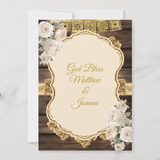 Witte Bloemen Doop Tweeling Jongen & Meisje 1e Ver Kaart (Achterkant)