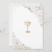 Witte Bloemen Eerste Heilige Communie Gouden Kelk Kaart (Achterkant)