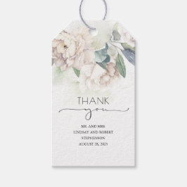 Witte bloemen Elegant dank u Cadeaulabel