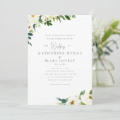 Witte bloemen Elegant Formele Bride Ouders Kaart (Staand voorkant)