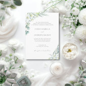 Witte Bloemen & Elegant Groen Bruiloft met RSVP Kaart