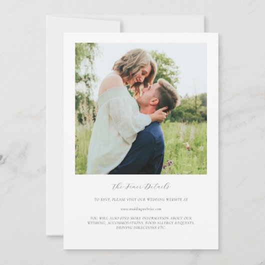 Witte Bloemen & Elegant Groen Bruiloft met RSVP Kaart (Achterkant)