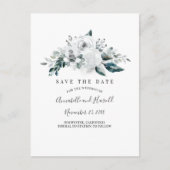Witte Bloemen Elegant Save the Date Aankondigingskaart (Voorkant)