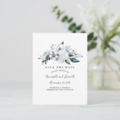 Witte Bloemen Elegant Save the Date Aankondigingskaart (Staand voorkant)