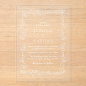  Witte Bloemen Elegante bruiloft Acryl Uitnodigingen (Voorkant)