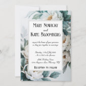 Witte bloemen Elegante bruiloft Kaart (Voorkant)